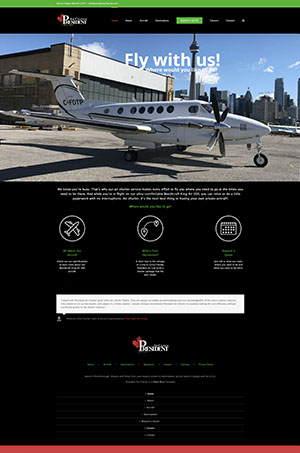 Web Site for President Air Charter by Context Marketing Communications